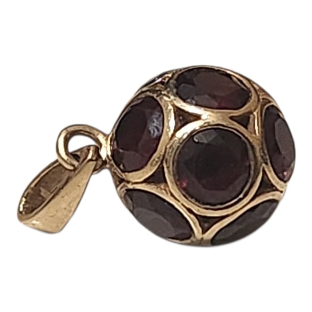 Clyde Duneier 14K Gold Round Garnet Ball January Charm Pendant CID Anniversary‎ - Picture 3 of 5